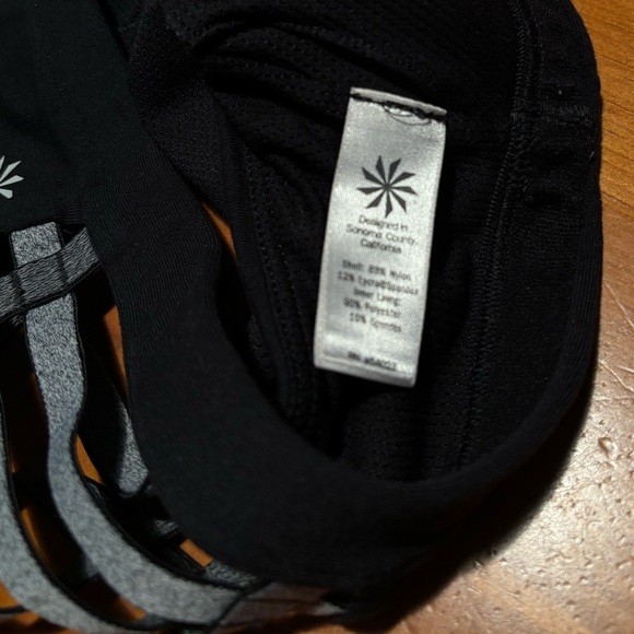 Athleta Essence Black with Metallic Silver Cage Back Sports Bra - Picture 6 of 7